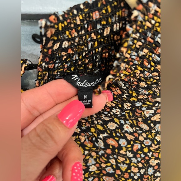 Madewell (Re)sourced Georgette Smocked Neck Midi Dress Folktale Paisley  size M - Picture 7 of 11